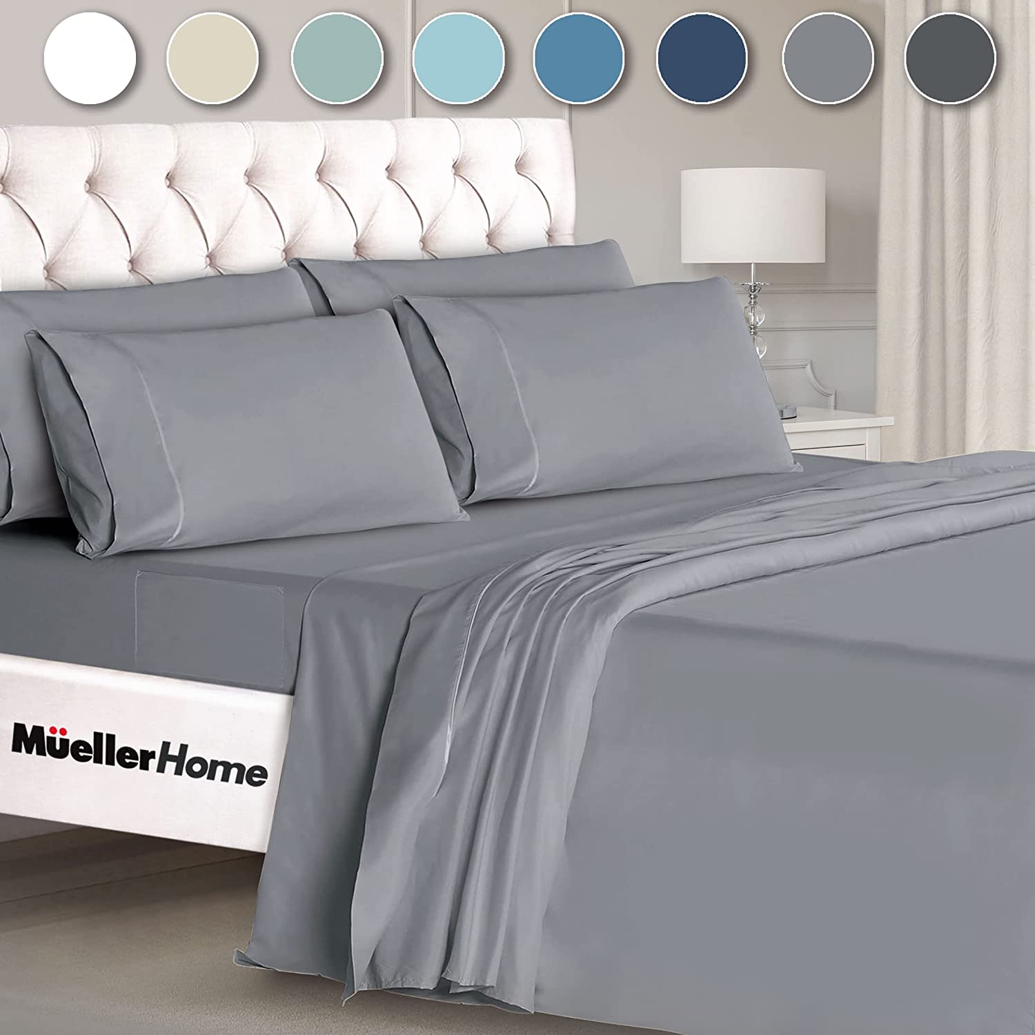muellerhome_Premium-Hotel-Collection-6-Piece-QUEEN-Sheet-Set-Light-Gray